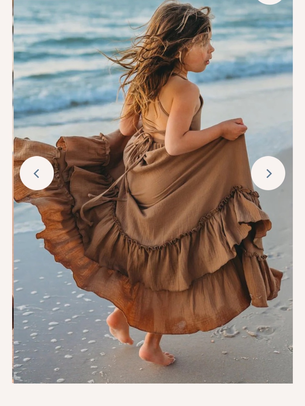Girls' Brown Ruffle Maxi Dress - Beach-Ready Style